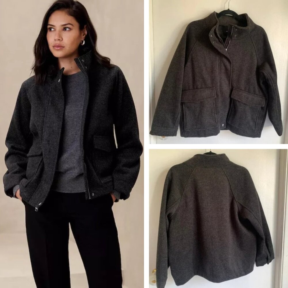 BANANA REPUBLIC FACTORY BRUSHED SHORT JACKET - SIZE L PETITE